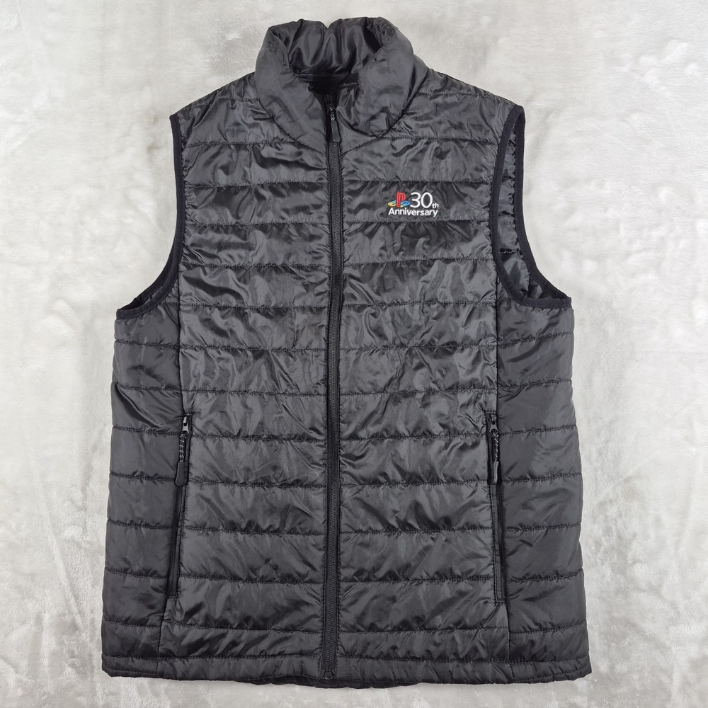 Sony PlayStation 30th Anniversary Employee Puffer Jacket Vest Men's Small Black